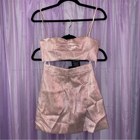 White Fox Botique Rose Gold/Pink Mini Skirt Set - Picture 1 of 7